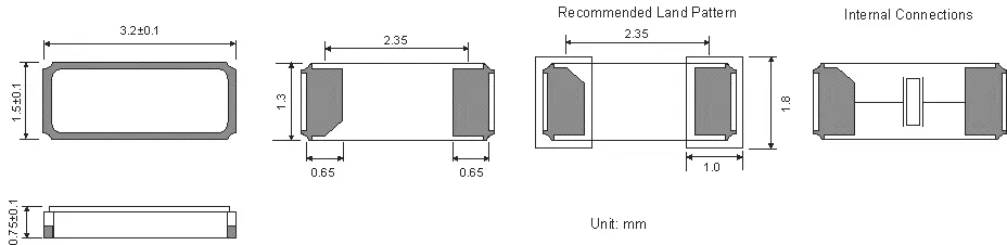 SMD WATCH CRYSTAL A 3.2 x 1.5 mm 32.768 kHz SMD WATCH CRYSTAL A 3.2 x 1.5 mm 32.768 kHz